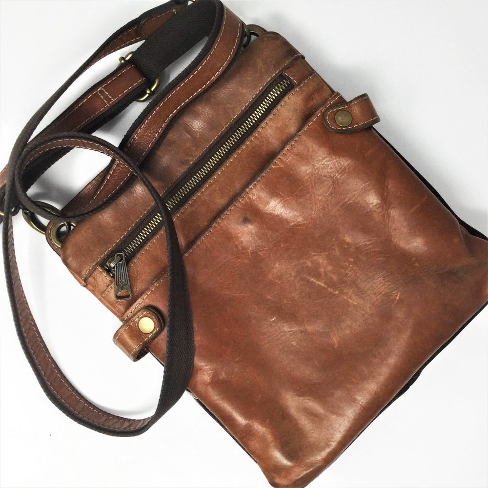 Patricia Nash Brown Distressed Leather Crossbody - Picture 1 of 13